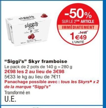 Monoprix Siggi's Skyr Framboise offre