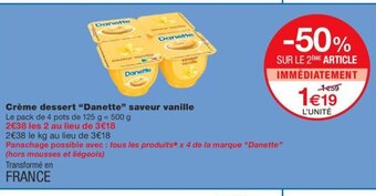 Monoprix Creme Dessert Danette Saveur Vanille offre