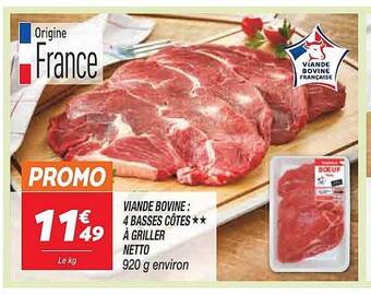 Netto Viande bovine : 4 basses côtes** à griller netto offre
