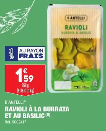 ALDI Ravioli à la burrata et au basilic D'ANTELLI offre