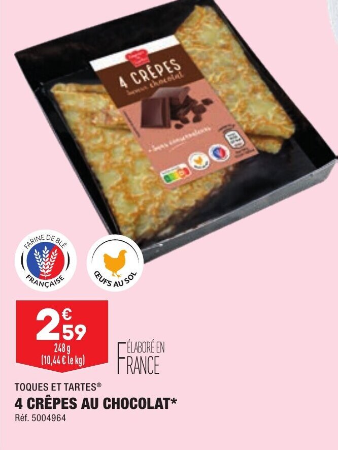 Promo 4 crêpes au chocolat chez ALDI