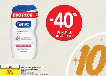 Intermarché Gel douche biome protect hypoallergénique sanex offre
