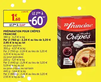 Intermarché Préparation pour crêpes francine offre