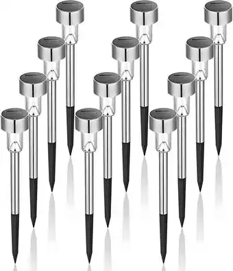 Gigalumi lot de 12 lampes solaires d'extérieur étanches en acier inoxydable pour patio, pelouse, cour et paysage (blanc ch...