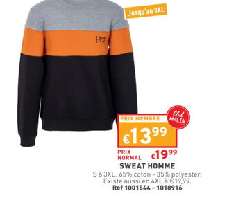 Trafic Sweat Homme offre