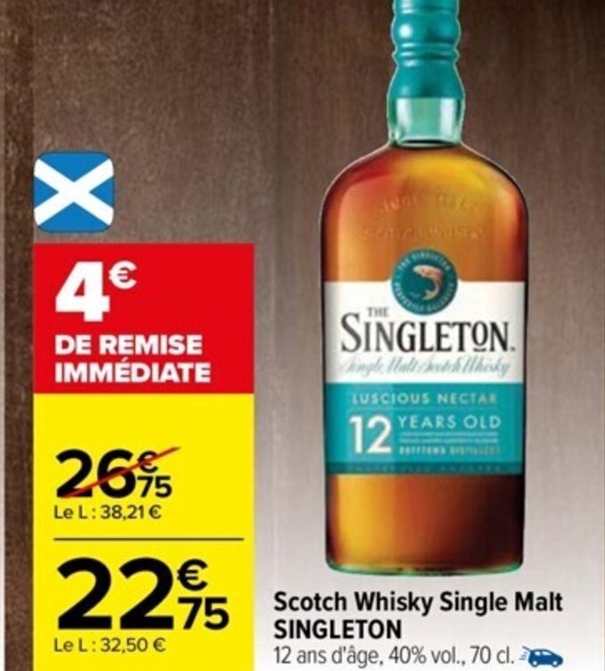 Promo Scotch Whisky Single Malt Singleton chez Carrefour