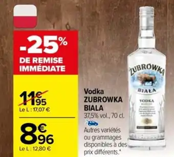 Carrefour Vodka Zubrowka Biala offre