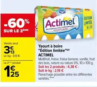Carrefour Yaourt à Boire Édition Limitée Actimel offre