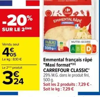 Carrefour Emmental Français Râpé Maxi Format Carrefour Classic offre