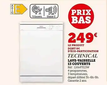 Super U Lave-vaisselle 13 couverts technical offre
