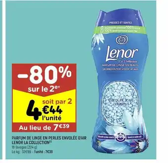 Leader Price Parfum de linge en perles envolée d'air lenor la collection offre