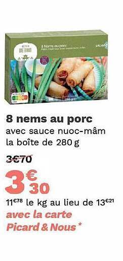 Picard 8 nems au porc offre