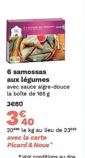 Picard 6 samossas aux légumes offre