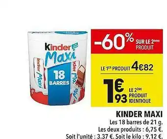 Supeco Kinder maxi offre