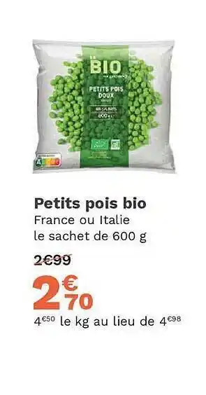 Picard Petits pois bio offre