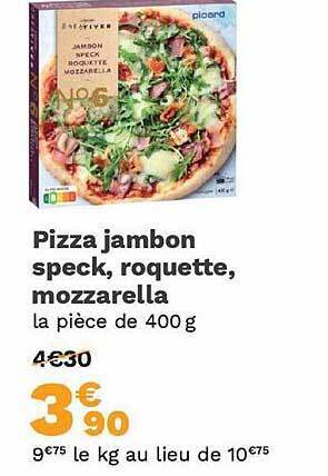 Picard Pizza jambon speck, roquette, mozzarella offre