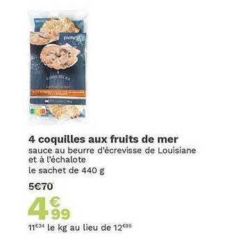 Picard 4 coquilles aux fruits de mer offre