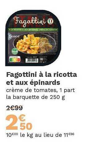 Picard Fagottini à la ricotta et aux épinards offre