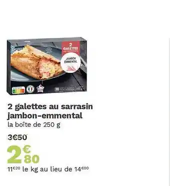 Picard 2 galettes au sarrasin jambon-emmental offre
