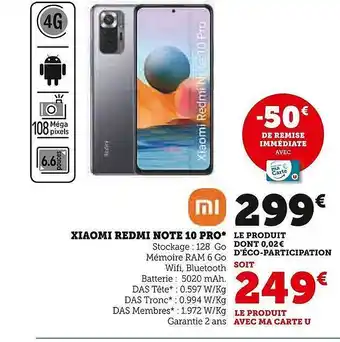 Super U Xiaomi redmi note 10 pro offre