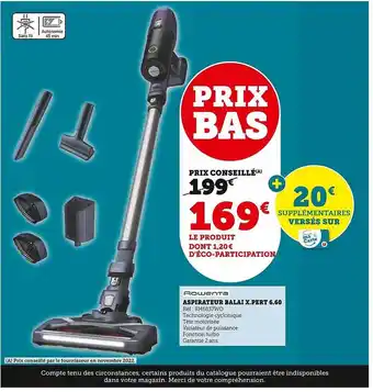 Super U Aspirateur balais x.pert 6.60 rowenta offre