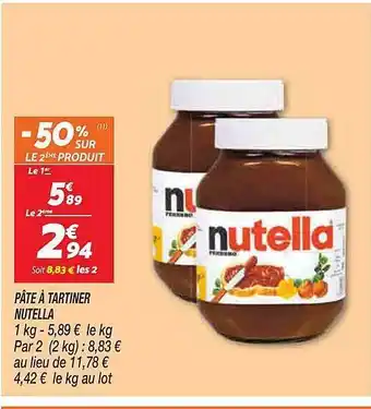 Netto Pâte à tartiner nutella offre