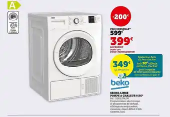 Super U Sèche-linge pompe à chaleur 8 kg beko offre