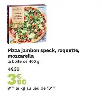Pizza jambon speck, roquette, mozzarella