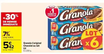 Carrefour Granola L'Original Chocolat au Lait LU offre