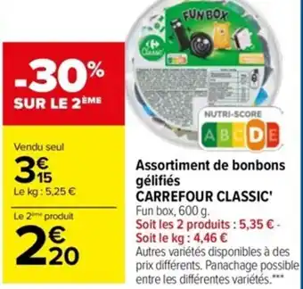 Carrefour Assortiment de Bonbons Gélifiés Carrefour Classic offre