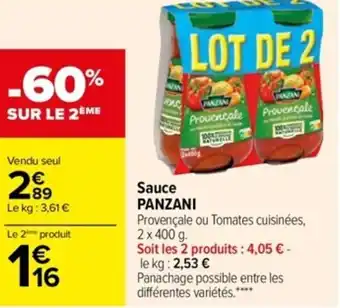 Carrefour Sauce Panzani offre