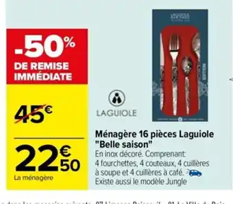 Carrefour Ménagère 16 Piéces Laguiole "Belle Saison" offre