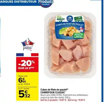 Carrefour Cubes De Fillets De Poulet Carrefour Classic offre