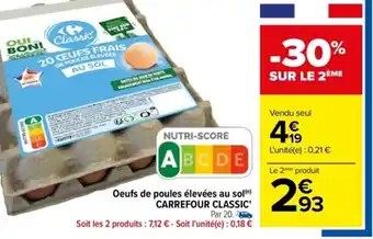 Carrefour Oeufs De Poules Elevées Au Sol Carrefour Classic offre