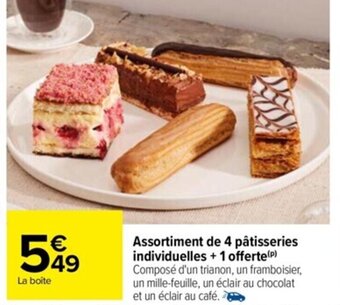Carrefour Assortiment De 4 Pâtisseries Individuelles + 1 Offerte offre