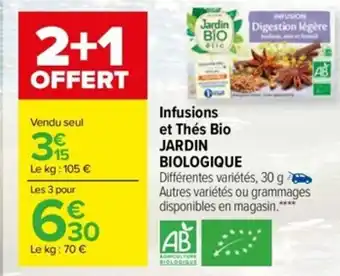 Carrefour Infusions Et Thés Bio Jardin Biologique offre