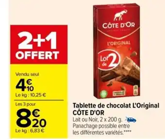 Carrefour Tablettes De Chocolat L'Original Côte D'OR offre