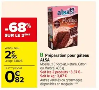 Carrefour Préparation Pour Gâteau Alsa offre