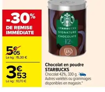 Carrefour Chocolat En Poudre Starbucks offre