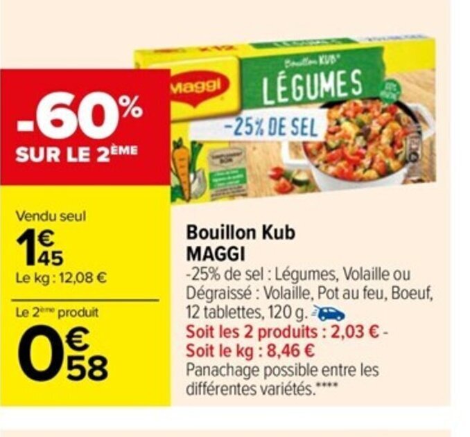 Promo Bouillon Kub Maggi chez Carrefour