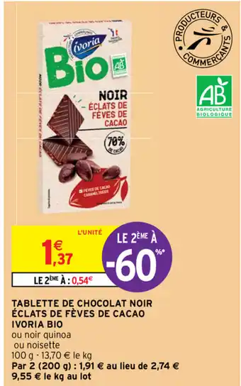 Intermarché Tablette De Chocolat Noir offre