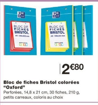Monoprix Bloc de Fiches Bristol Colorees Oxford offre