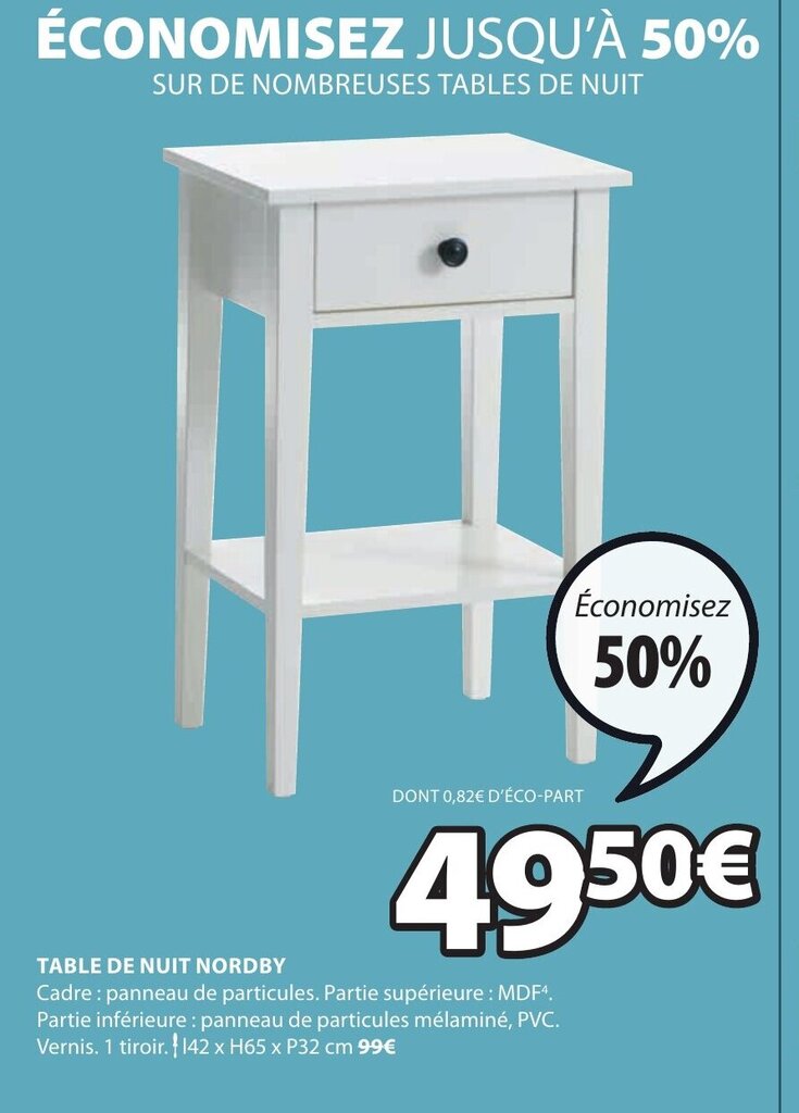 Promo Table de Nuit Nordby chez JYSK