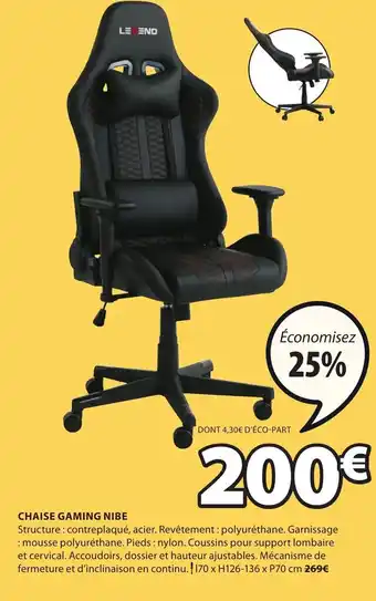JYSK Chaise Gaming Nibe offre