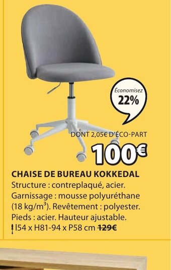 JYSK Chaise de Bureau Kokkedal offre