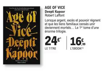 E.Leclerc Âge of vice - deepti kapoor offre