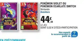 E.Leclerc Pokémon violet ou pokémon écarlate switch - nintendo offre