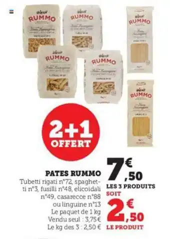 Hyper U Pâtes rummo offre