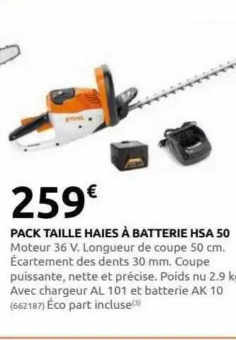 Rural Master Pack taille haies à batterie hsa 50 stihl offre