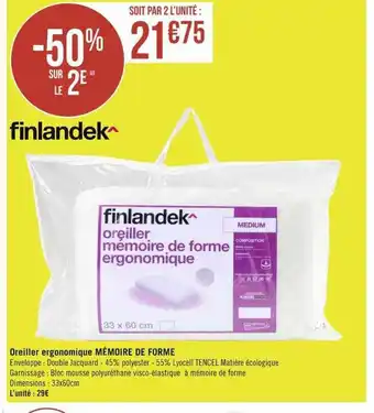 Oreiller ergonomique mémoire de forme finlandek